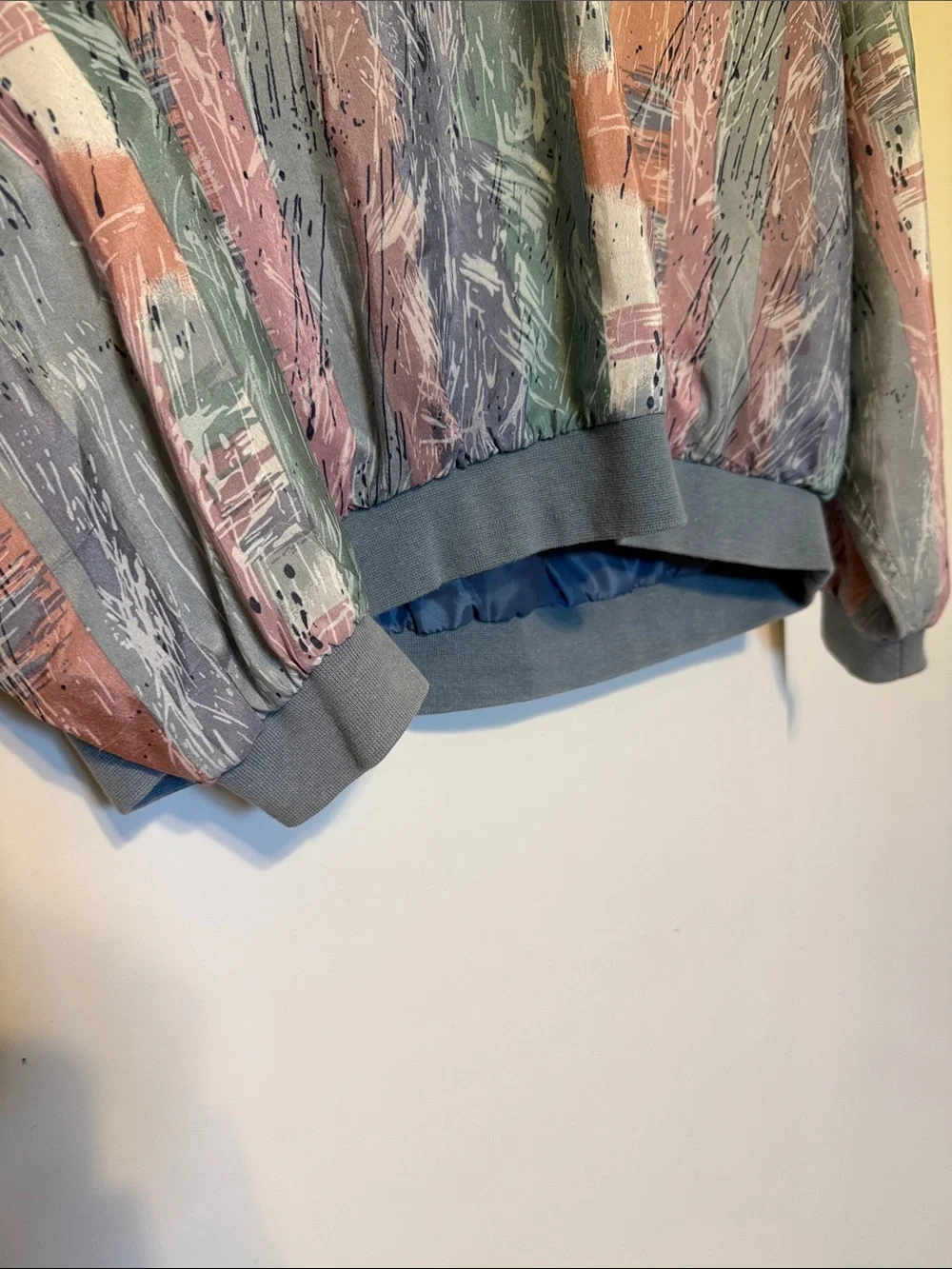 Vintage Silk Blend Long Sleeve Windbreaker V-Neck Sweater Retro M Golf